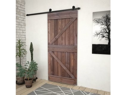 Posuvné dveře s kováním 80 x 210 cm masivní borovice [3092399]
