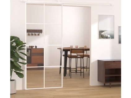 Posuvné dveře 90 x 205 cm ESG sklo a hliník [151670] (Barva Černá)