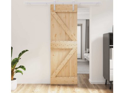 Posuvné dveře s kováním 70 x 210 cm masivní borové dřevo [3203020]