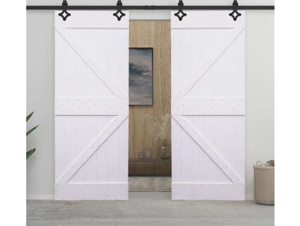 Posuvné dveře s kováním 80 x 210 cm masivní borovice [3092525]