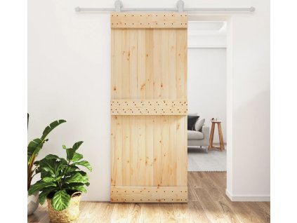 Posuvné dveře s kováním 85 x 210 cm masivní borové dřevo [3203106]
