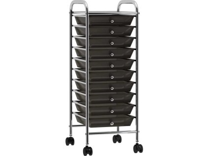 Mobilní úložný vozík s 10 zásuvkami plastový [320402] (Barva Černá)