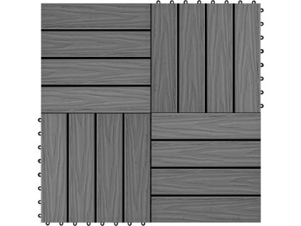 Terasové dlaždice 11 ks WPC embosované 30 x 30 cm 1 m² [45035] (Barva Šedá)