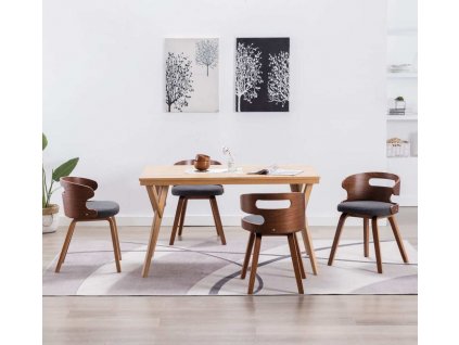 Jídelní židle 4 ks krémové ohýbané dřevo a umělá kůže [270041]
