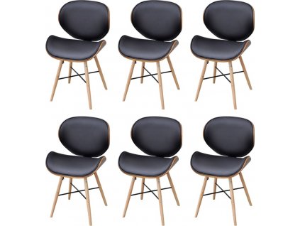 Jídelní židle 6 ks černé umělá kůže a ohýbané dřevo [271949]