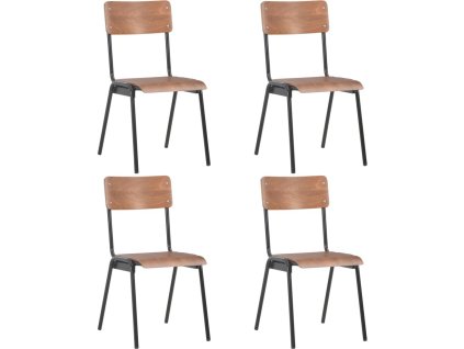 Jídelní židle 4 ks masivní překližka a ocel [280085] (Barva Hnědá)
