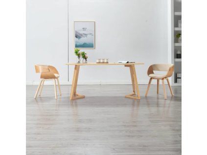 Jídelní židle ohýbané dřevo a umělá kůže [283112] (Barva krémová a světle hnědá)