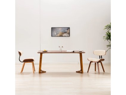 Jídelní židle 2 ks ohýbané dřevo a textil [283122] (Barva krémová a tmavě hnědá)