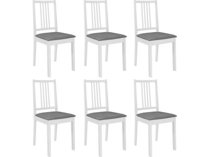Jídelní židle s poduškami 6 ks masivní dřevo [276406] (Barva Bílo-šedá)