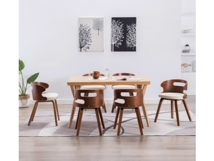 Jídelní židle 6 ks krémové ohýbané dřevo a umělá kůže [278855]