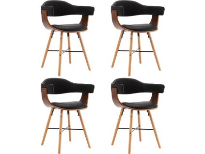 Jídelní židle 4 ks krémové umělá kůže a ohýbané dřevo [279493] (Barva černá a světle hnědá)