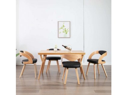 Jídelní židle 4 ks krémové ohýbané dřevo a umělá kůže [278846]