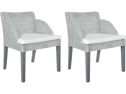 Jídelní židle s poduškami 2 ks ratan [325488] (Barva Šedá)