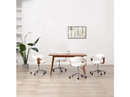Otočné jídelní židle 4 ks ohýbané dřevo a textil [3054894]