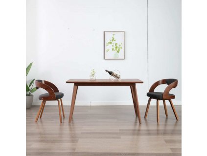 Jídelní židle 2 ks krémové ohýbané dřevo a umělá kůže [283103]