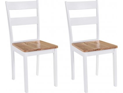 Jídelní židle 2 ks bílé masivní kaučukovník [245368]