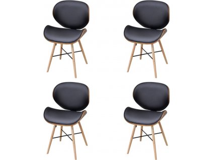 Jídelní židle 4 ks tmavě šedé textil a ohýbané dřevo [279499]