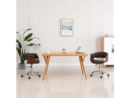 Otočná jídelní židle ohýbané dřevo a umělá kůže [287401] (Barva Šedá)