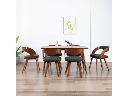 Jídelní židle 6 ks krémové ohýbané dřevo a umělá kůže [278841]