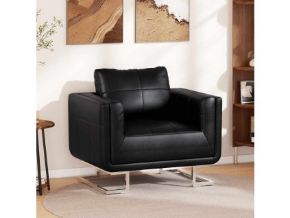Hranaté křeslo s chromovanými nohami umělá kůže [241004] (Barva Černá)