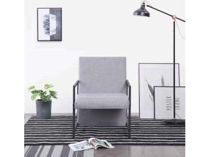 Křeslo šedé textil [282156] (Barva Tmavě šedá)