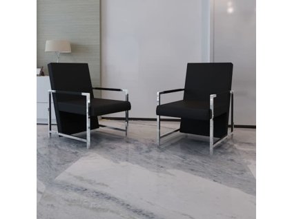 Křeslo 2 ks s chromovaným rámem umělá kůže [270180] (Barva Bílá)