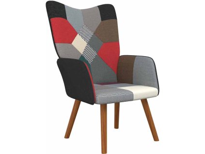 Relaxační křeslo patchwork textil [328195] (Barva Černá)