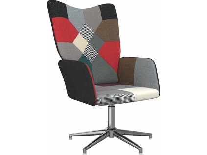 Relaxační křeslo patchwork textil [328201] (Barva Černo-stříbrný)