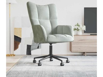 Relaxační křeslo samet [328172] (Barva Světle šedá)