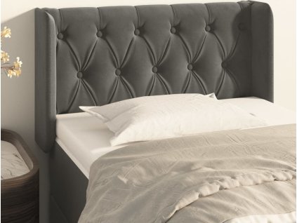 Čelo postele typu ušák 83 x 16 x 78/88 cm samet [3119135] (Barva Tmavě šedá)