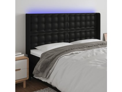 Čelo postele s LED 163 x 16 x 118/128 cm umělá kůže [3124144] (Barva Černá)