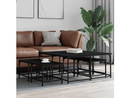 Hnízdové konferenční stolky 5 ks kompozitní dřevo [835334] (Barva Černá)