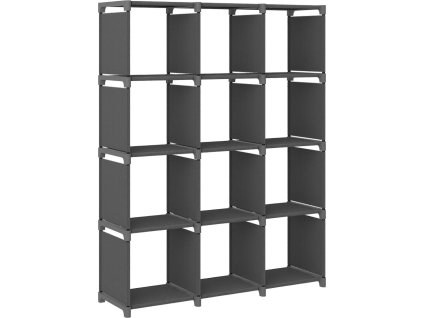 Výstavní police s 12 přihrádkami 103 x 30 x 141 cm textil [322616] (Barva Šedá)