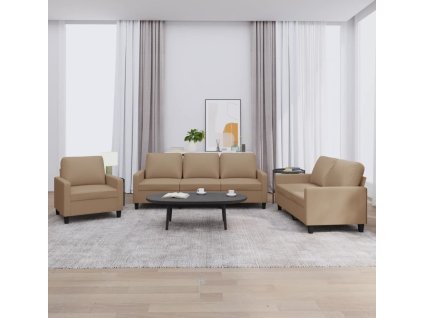 3dílná sedací souprava s poduškami umělá kůže [3201402] (Barva Cappuccino)