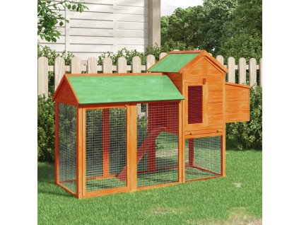 Kurník 193 x 65 x 117 cm masivní borové dřevo [172233] (Barva Šedá)