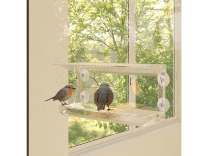 Okenní krmítka pro ptáky 2 ks akryl 30 x 12 x 15 cm [318304]