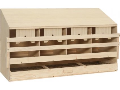 Snáškové hnízdo 4 boxy 106 x 40 x 59 cm masivní borové dřevo [170657]
