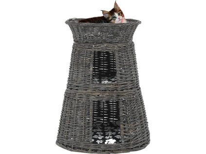 3dílný pelíšek pro kočky s poduškami 47x34x60 cm vrba [170772] (Barva Šedá)