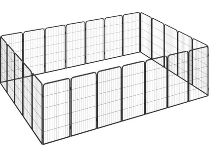 24panelová ohrádka pro psy černá 50 x 100 cm práškovaná ocel [3115962]