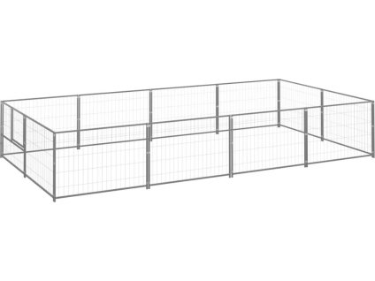 Psí kotec 8 m² ocel [3082120] (Barva Stříbrná)