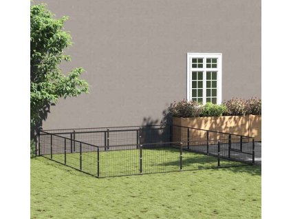 Psí kotec 16 m² ocel [3082143] (Barva Černá)