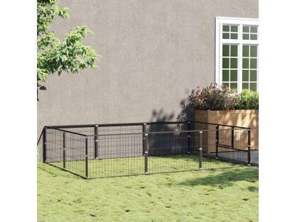 Psí kotec 6 m² ocel [3082110] (Barva Černá)
