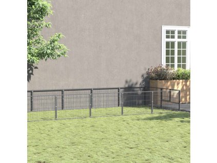 Psí kotec 18 m² ocel [3082125] (Barva Stříbrná)