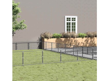 Psí kotec 70 m² ocel [3082186] (Barva Stříbrná)