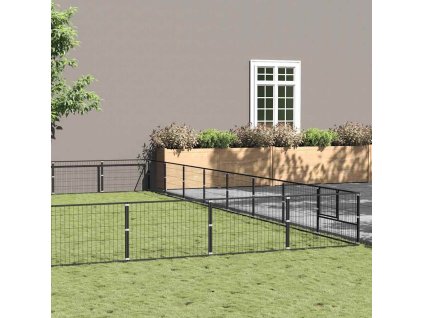 Psí kotec 64 m² ocel [3082190] (Barva Stříbrná)