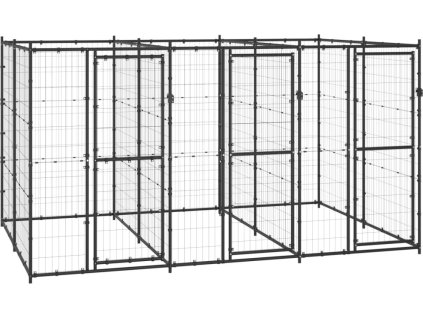 Venkovní psí kotec pozinkovaná ocel 7,26 m² [3082261] (Barva Černá)