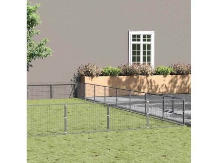 Psí kotec 80 m² ocel [3082192] (Barva Stříbrná)