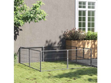 Psí kotec 4 m² ocel [3082118] (Barva Stříbrná)