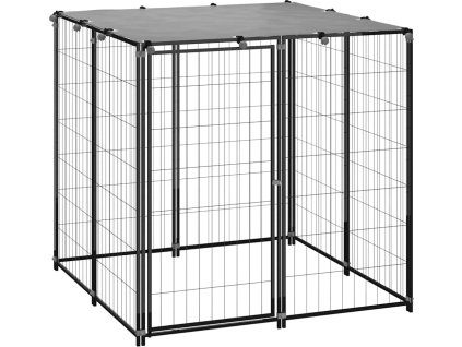Psí kotec 110 x 110 x 110 cm ocel [150781] (Barva Černá)