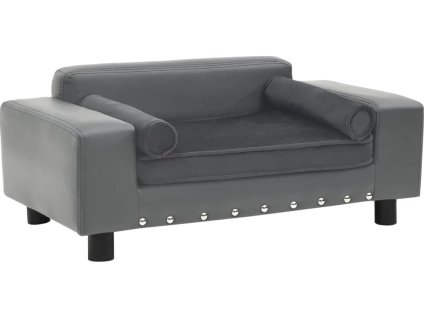 Pohovka pro psy 81 x 43 x 31 cm plyš a umělá kůže [170953] (Barva Šedá)